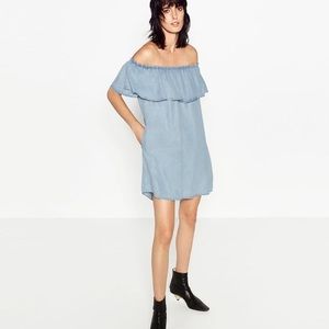 Chambray off the shoulder dress